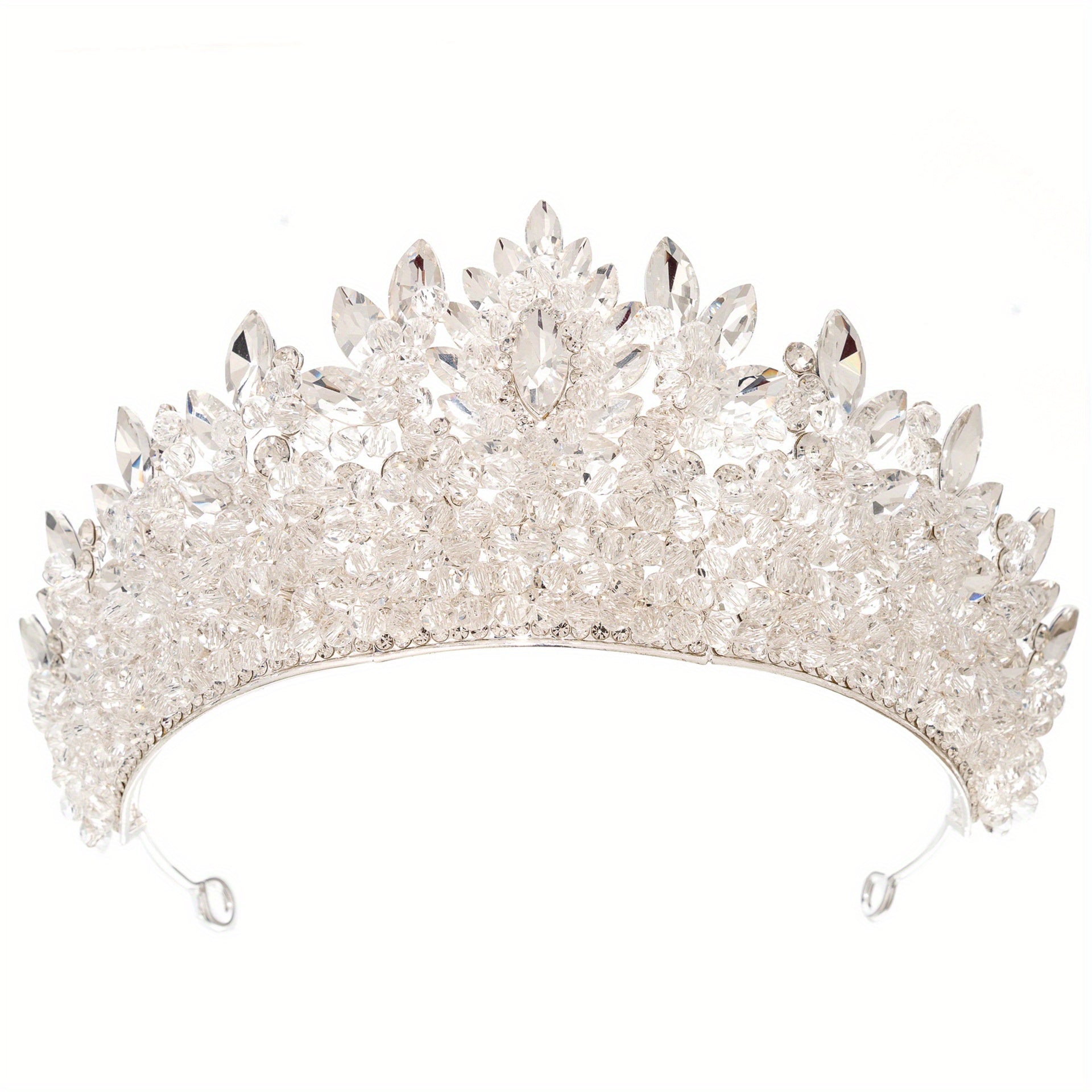 Elegant Rhinestone Bridal Crown - Sparkling Pink Wedding Headband with Floral Design