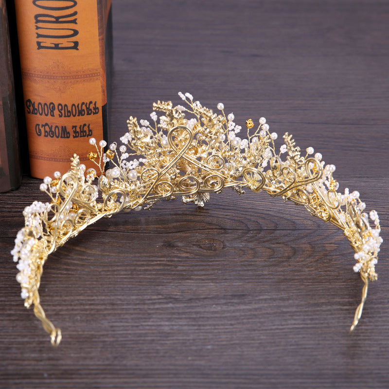 Handmade Floral Rhinestone Crown Headband - Zinc Alloy Wedding Bridal Headpiece with & Accents for Weddings