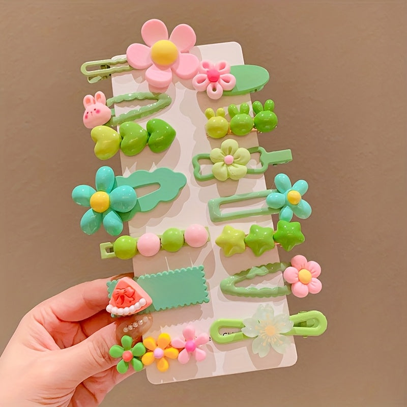 14pcs Cute Sweet Lady Hair Accessories Set, Assorted Resin Hair Clips, Non-Slip Mini Barrettes