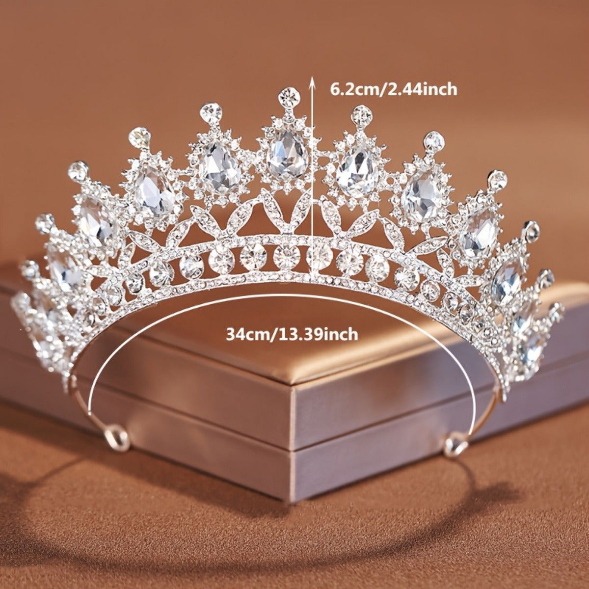 1pc Luxurious Rhinestone Bridal Tiara - Baroque Style Zinc Alloy Crown with Sparkling Gemstones