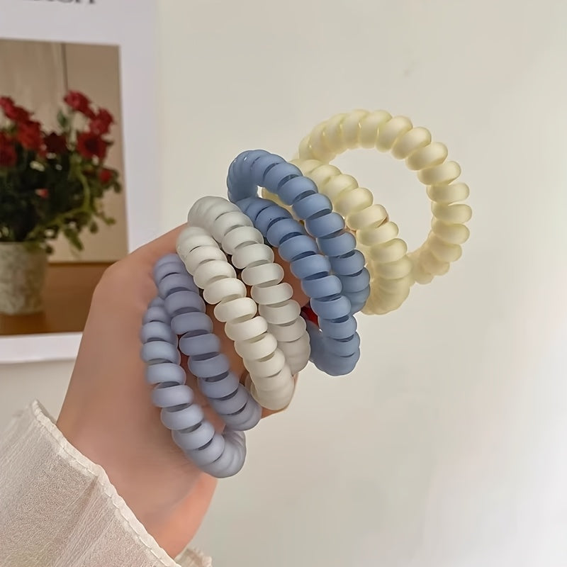 8pcs\u002F20pcs, Sea Salt Blue Matte Phone Cord Hair Ties