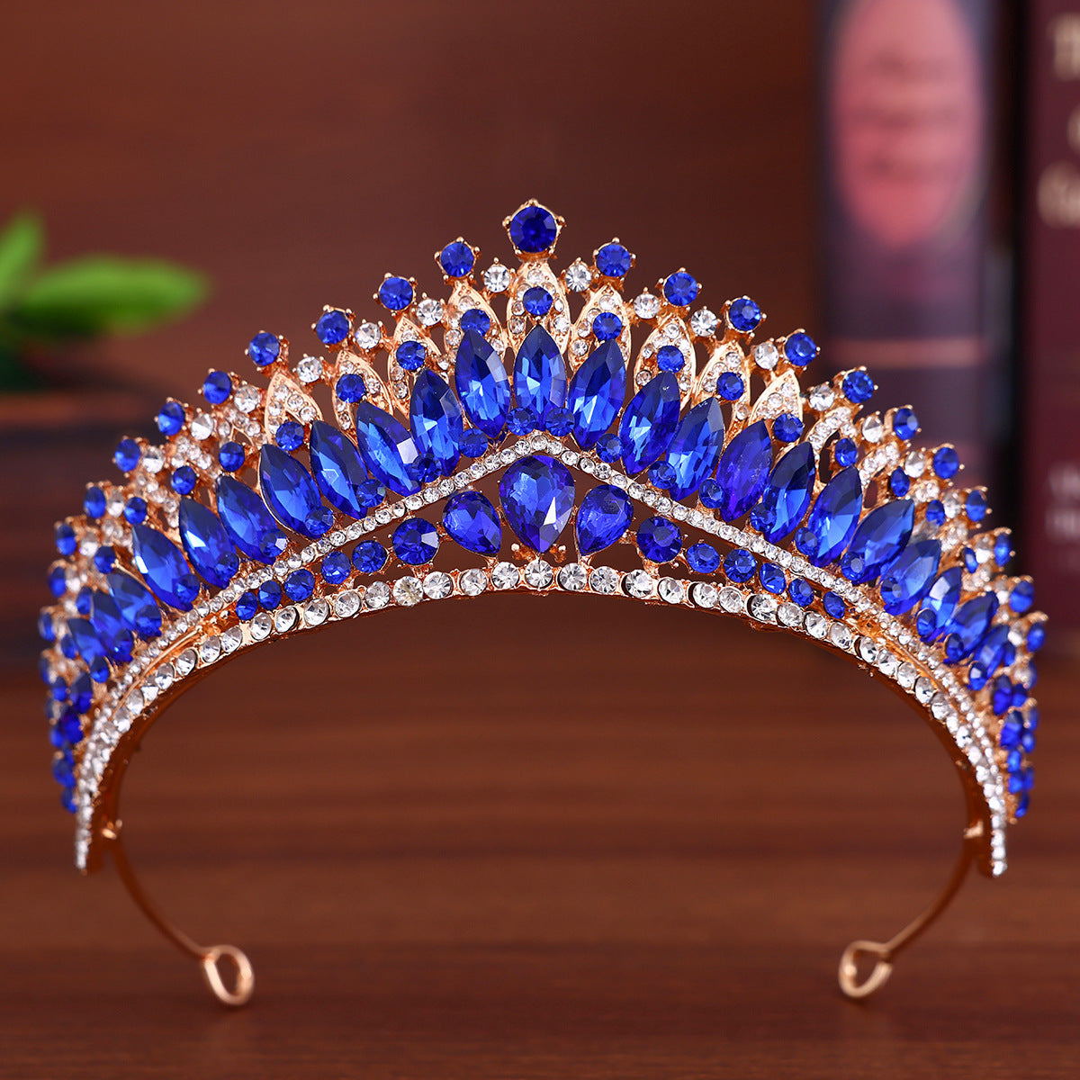 Bridal Tiara Crown Hair Accessory - Sparkling Red Gemstones & Intricate Detailing
