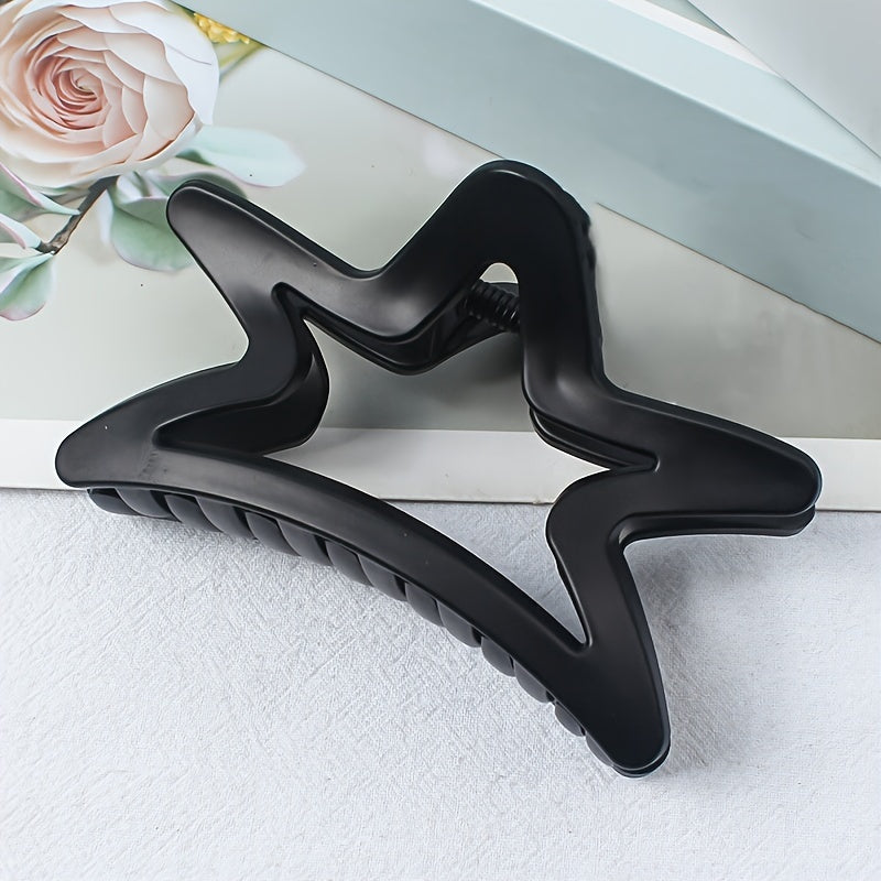 Elegant Hair Claw Clip 3pcs-1pc Elegant Matte Five-Star Hair Claw Clip