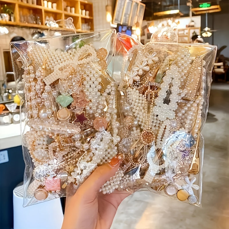 5pcs (48 random styles) side-parted Korean hairpins, hairpins, bangs clips, back of the head straight clips