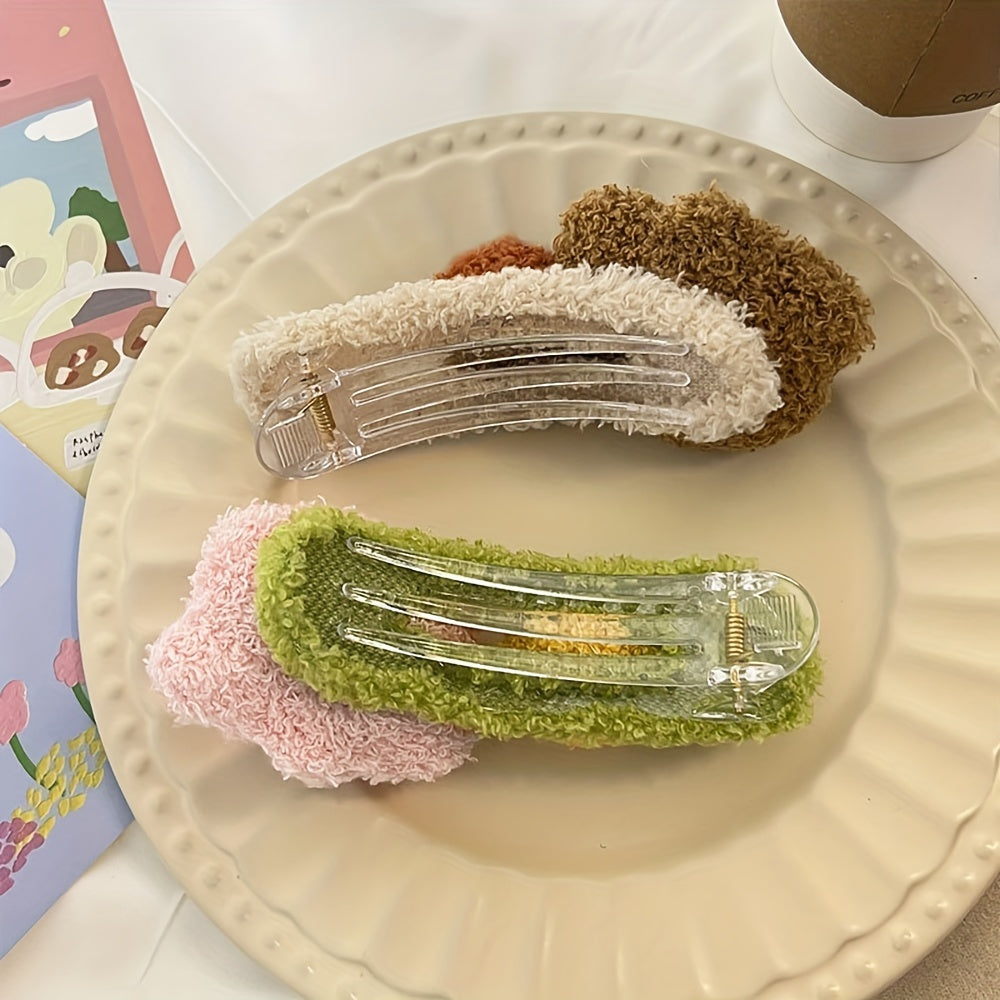 Plush Bear Hair Clips for Women and Teens - 4pcs\u002F2pcs Set