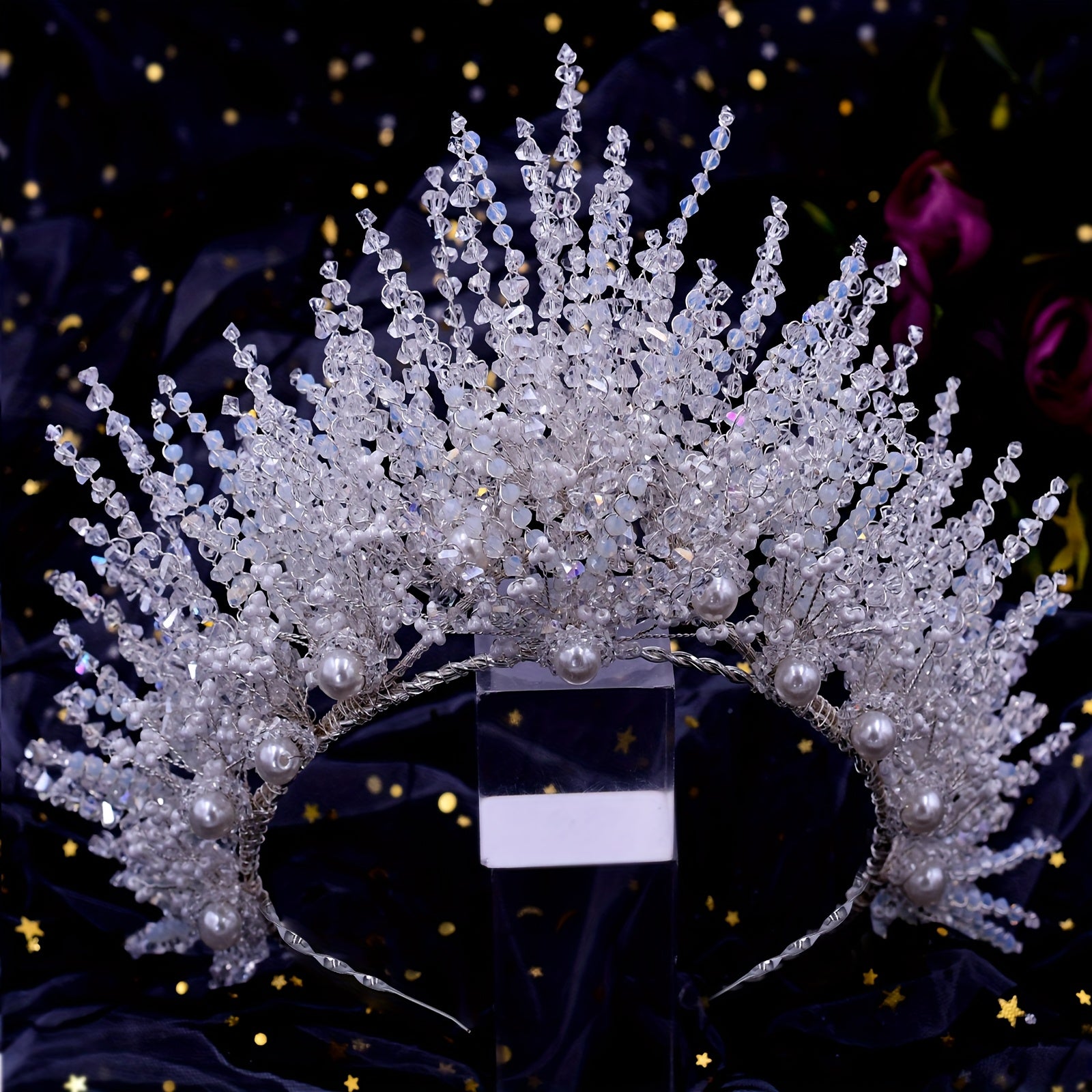 An Elegant Bride's Crown Artificial Crystal Wedding Hair Accessory for Women's Party and Ball