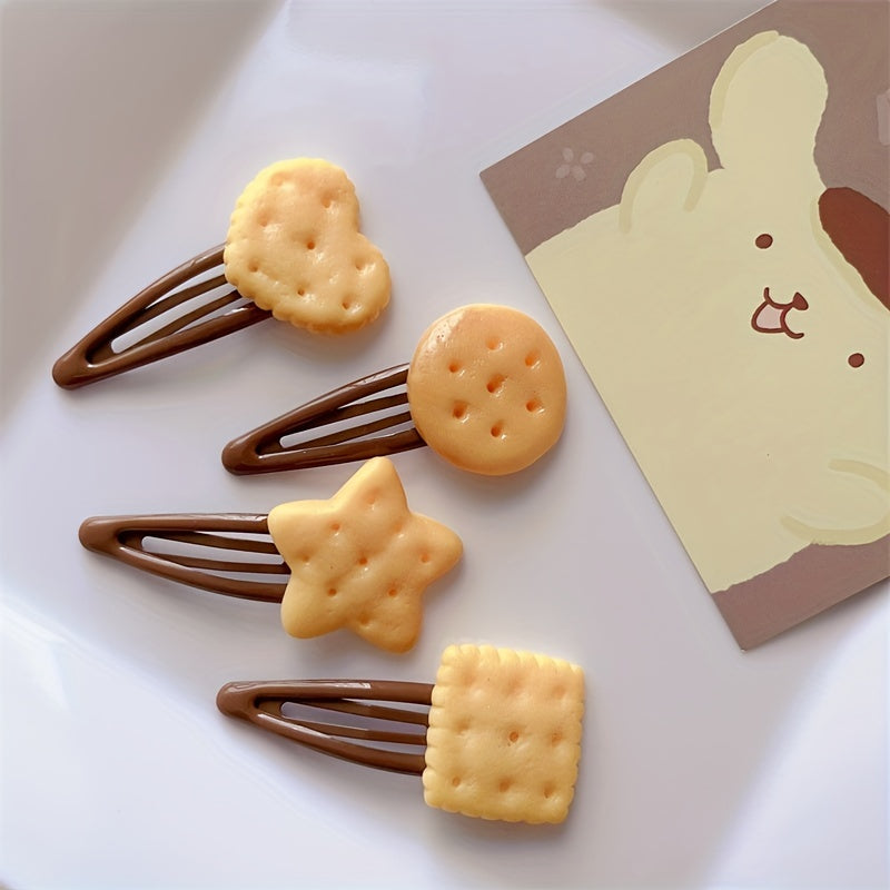 8pcs Sweet Cute Hair Clips 8pcs Sweet Cute Lovely Hair Clips - Baking Cookies Simulation BB Clip Love Stars Hairpin Hair Tire Bang Chopped