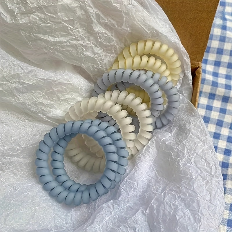8pcs\u002F20pcs, Sea Salt Blue Matte Phone Cord Hair Ties