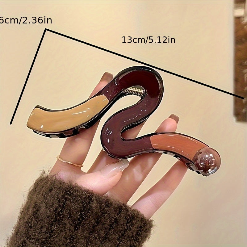 Elegant Two-Tone Shark Clip for Thick Hair - Caramel & Brown Hair Claw with Secure Hold