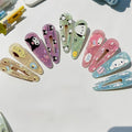 10pcs Sanrio Series Artificial Jade Kuromi Melody Cute Laser Hair Clips Bangs Clip Cartoon Girly Heart Hairpin