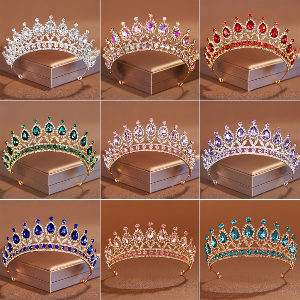 1pc Luxurious Rhinestone Bridal Tiara - Baroque Style Zinc Alloy Crown with Sparkling Gemstones