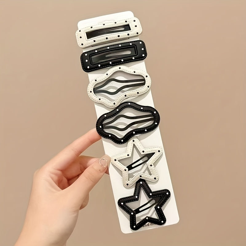 A Set of 8 Adorable Star And Cloud Faux Leather Hair Clips