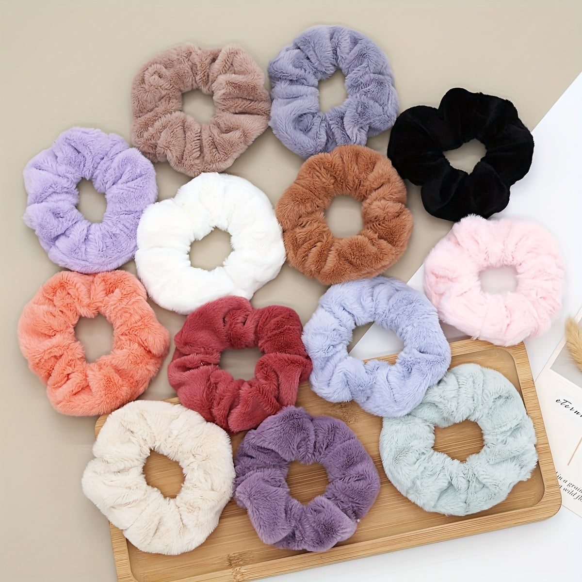 13pcs Solid Color Plush Hair Tie Fuzzy Hair Rope Soft Fall And Winter Hair Accessories For Women Girls