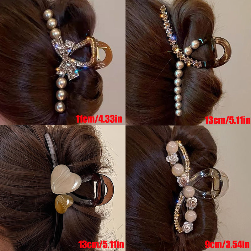 4pcs Fashionable hair clip, retro style shark clip, coiled hair clip, commuting hair accessory, Women's hair clip
