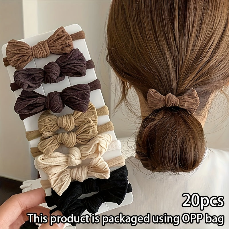 5\u002F10 Bohemian-style Ethnic Bow Hair Ties - Elastic Headbands with Tribal Prints And Solid Colors