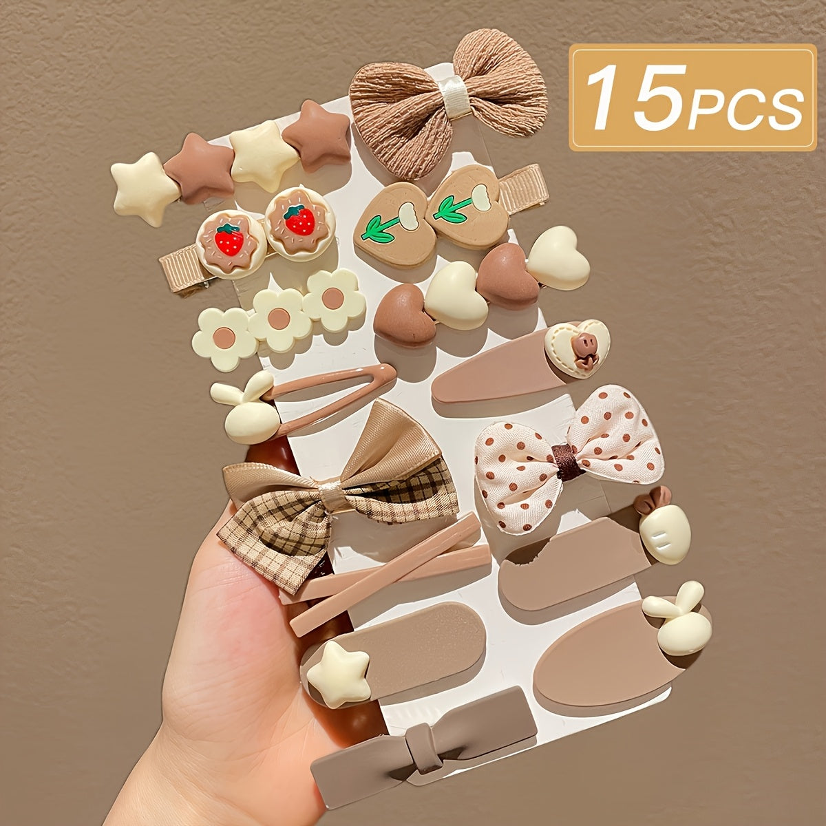 Cute Coffee-Colored Hair Clips | Women's Bangs Side Hairpins