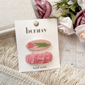 2pcs Pink Retro Embroidery Flower Hairpin Headwear For Girls