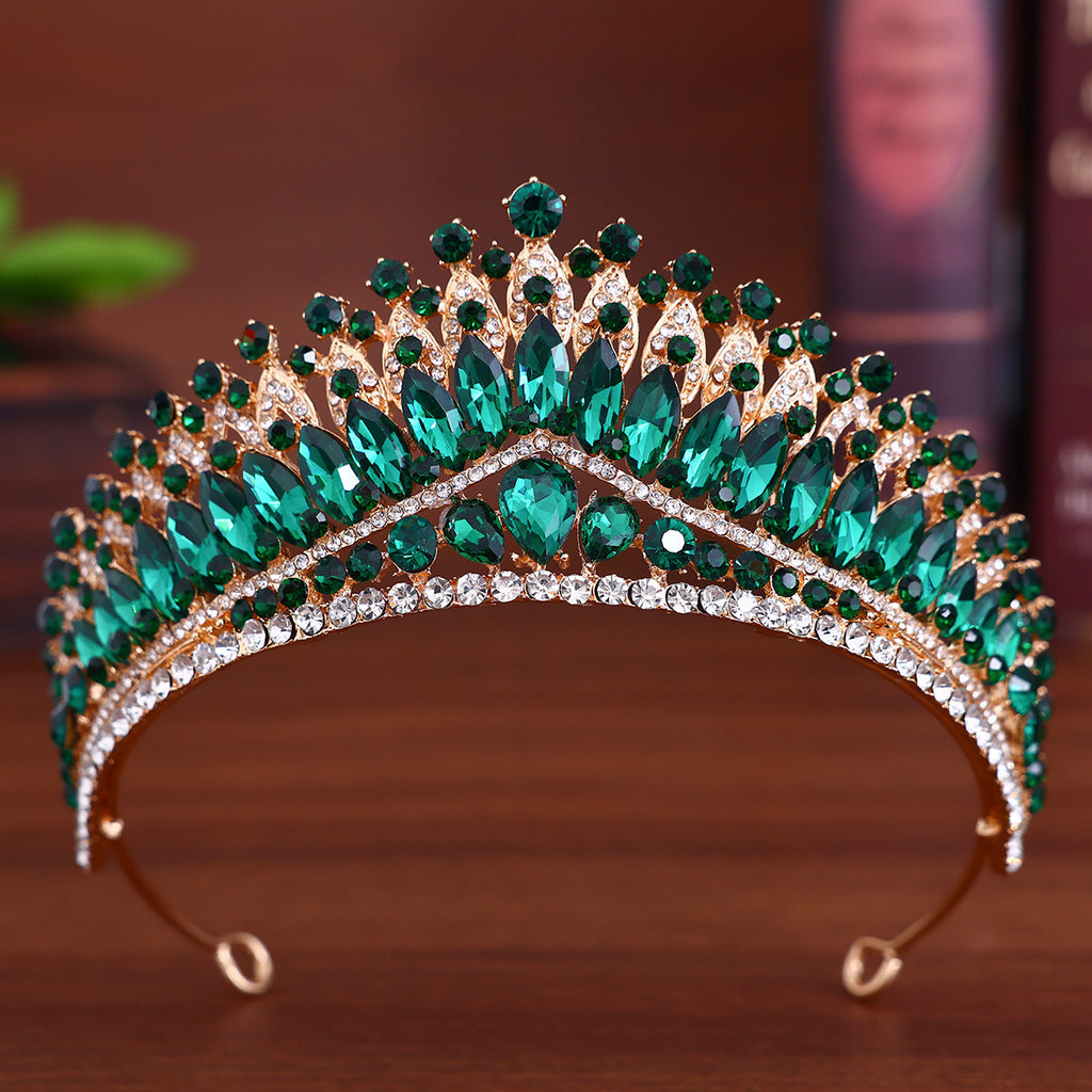 Bridal Tiara Crown Hair Accessory - Sparkling Red Gemstones & Intricate Detailing