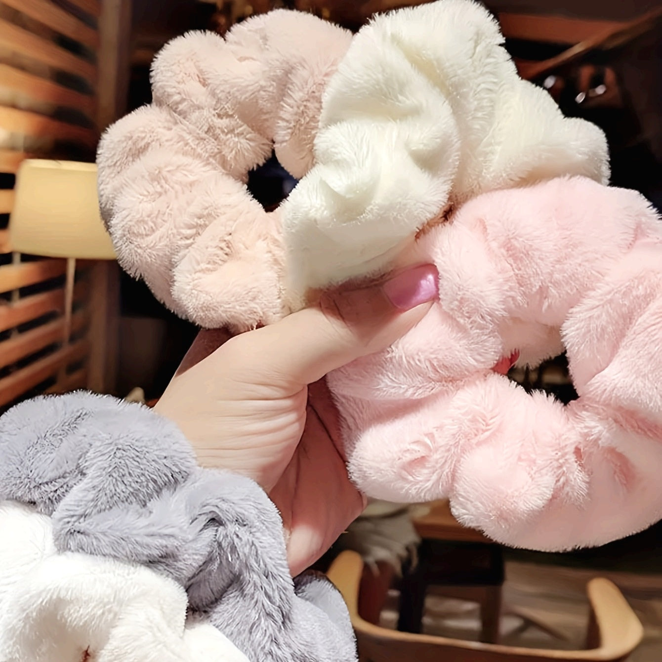 13pcs Solid Color Plush Hair Tie Fuzzy Hair Rope Soft Fall And Winter Hair Accessories For Women Girls
