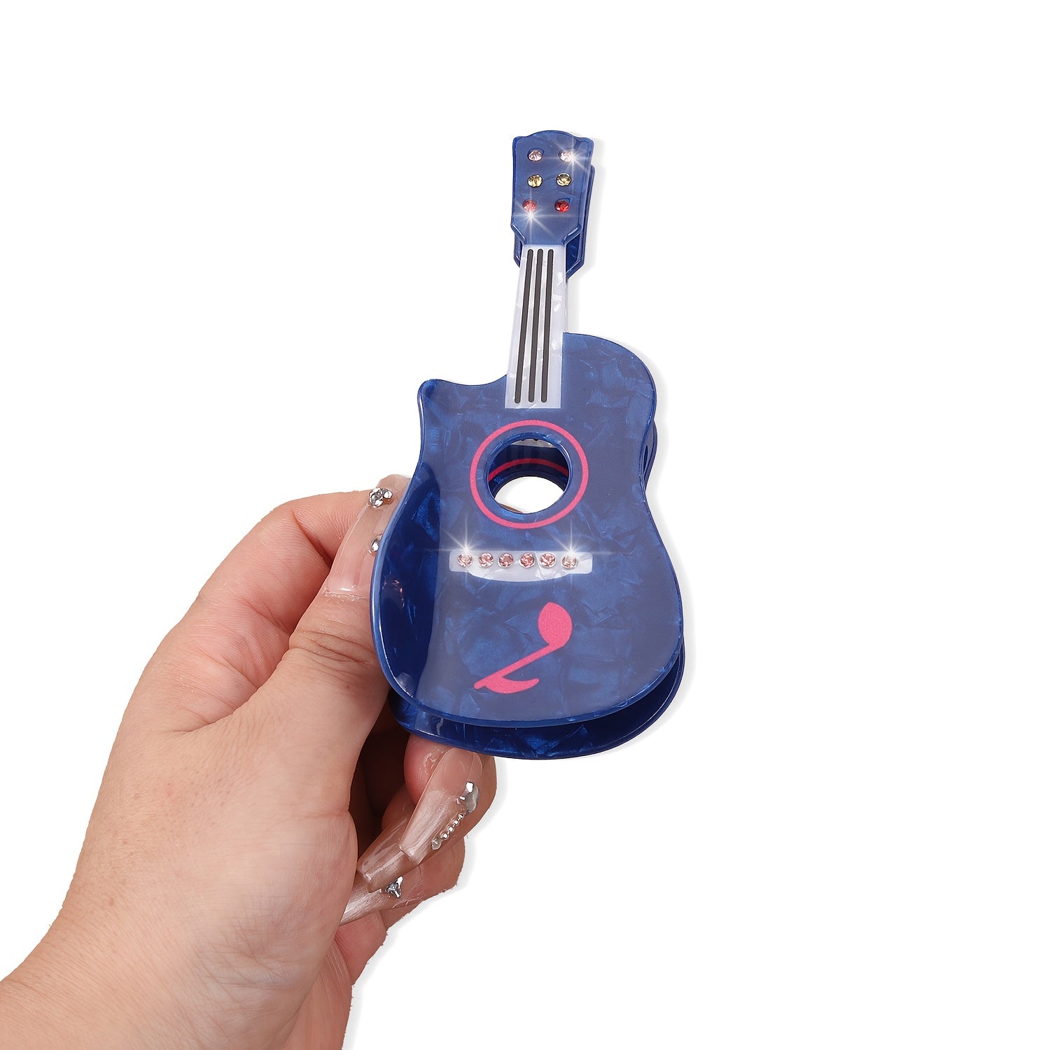 1pc AYLHFO Large Guitar-Shaped Hair Clip - Non-Slip Grip, Purple\u002FBlue\u002F
