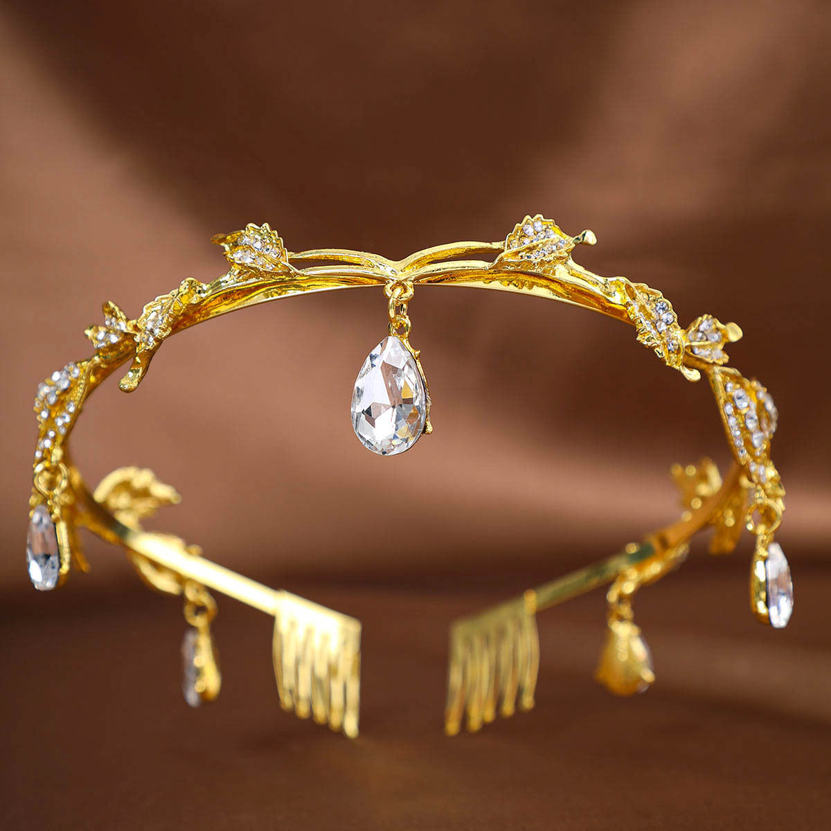 Luxury Handmade Floral Tiara Crown with & -Adorned Arch Design - Elegant Wedding