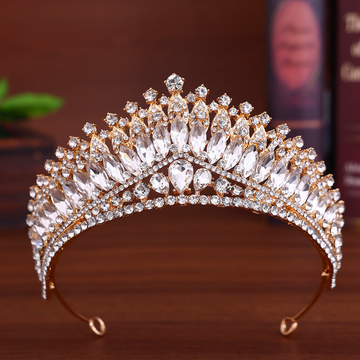Bridal Tiara Crown Hair Accessory - Sparkling Red Gemstones & Intricate Detailing