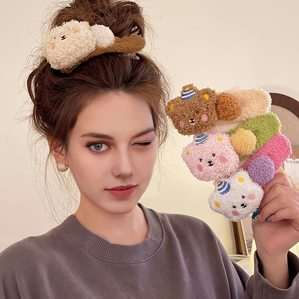 Plush Bear Hair Clips for Women and Teens - 4pcs\u002F2pcs Set