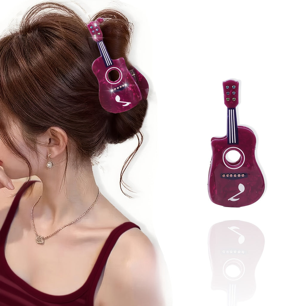 1pc AYLHFO Large Guitar-Shaped Hair Clip - Non-Slip Grip, Purple\u002FBlue\u002F