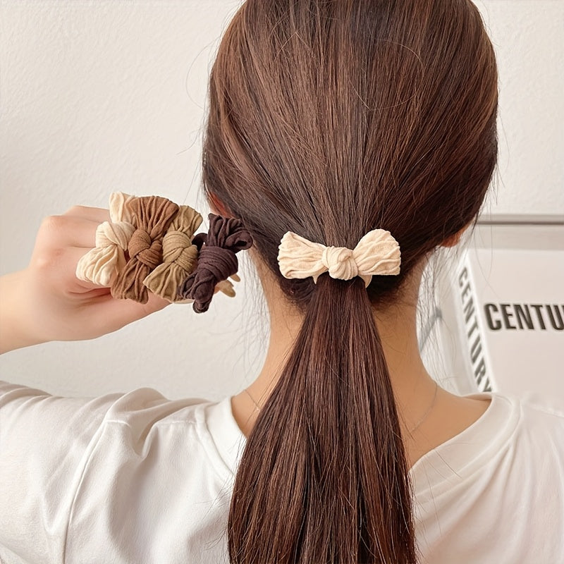 5\u002F10 Bohemian-style Ethnic Bow Hair Ties - Elastic Headbands with Tribal Prints And Solid Colors