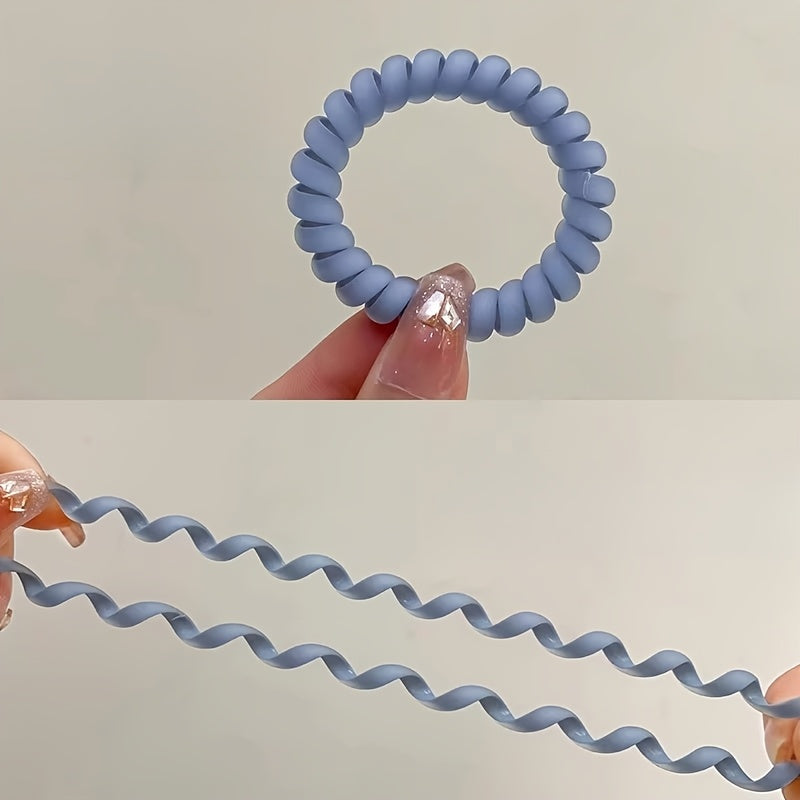 8pcs\u002F20pcs, Sea Salt Blue Matte Phone Cord Hair Ties