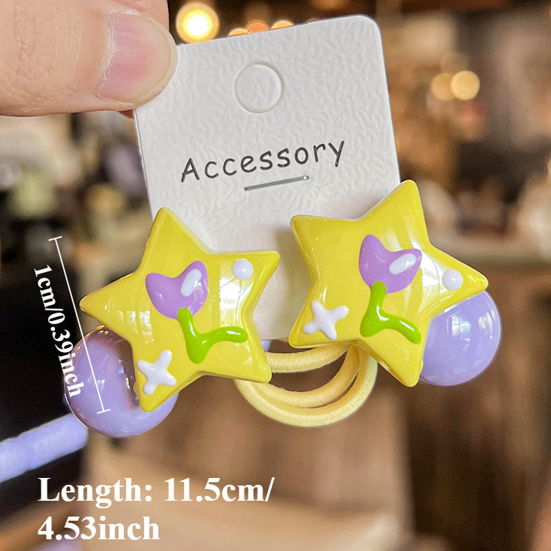 Cute Hair Tie 6pcs Y2K Sweet Cute Hair Tie | Five-pointed Star Bead