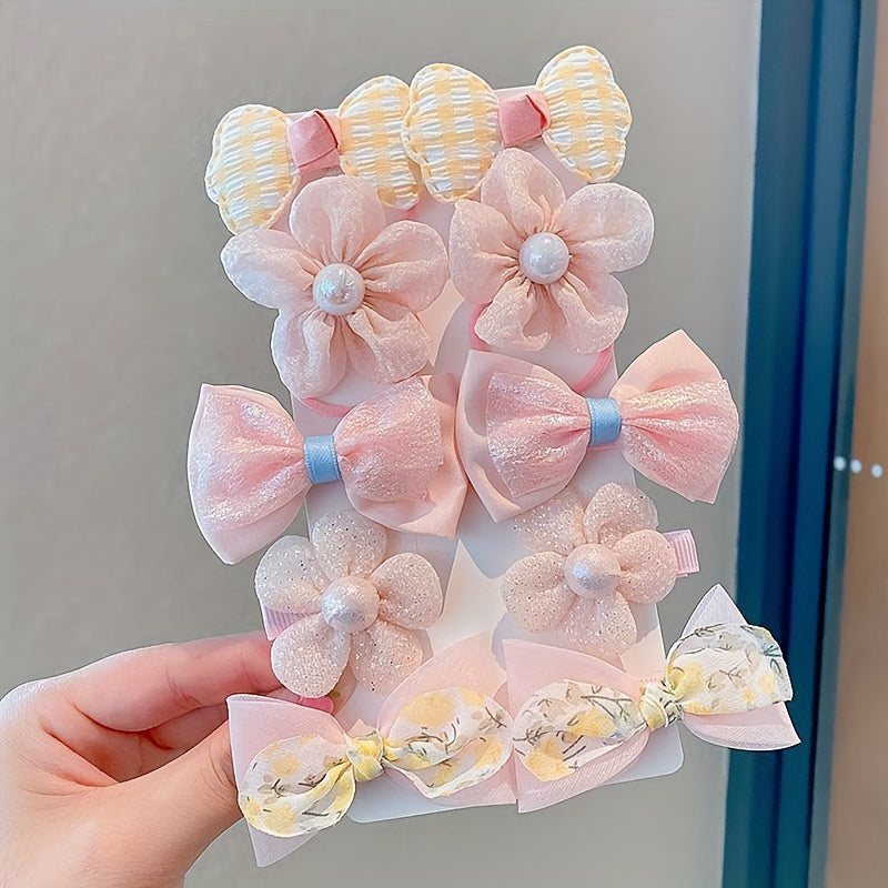 10pcs\u002F1 Sets Cute Bow Hair Accessories for Flowers Modeling Hair Clips Hairpins