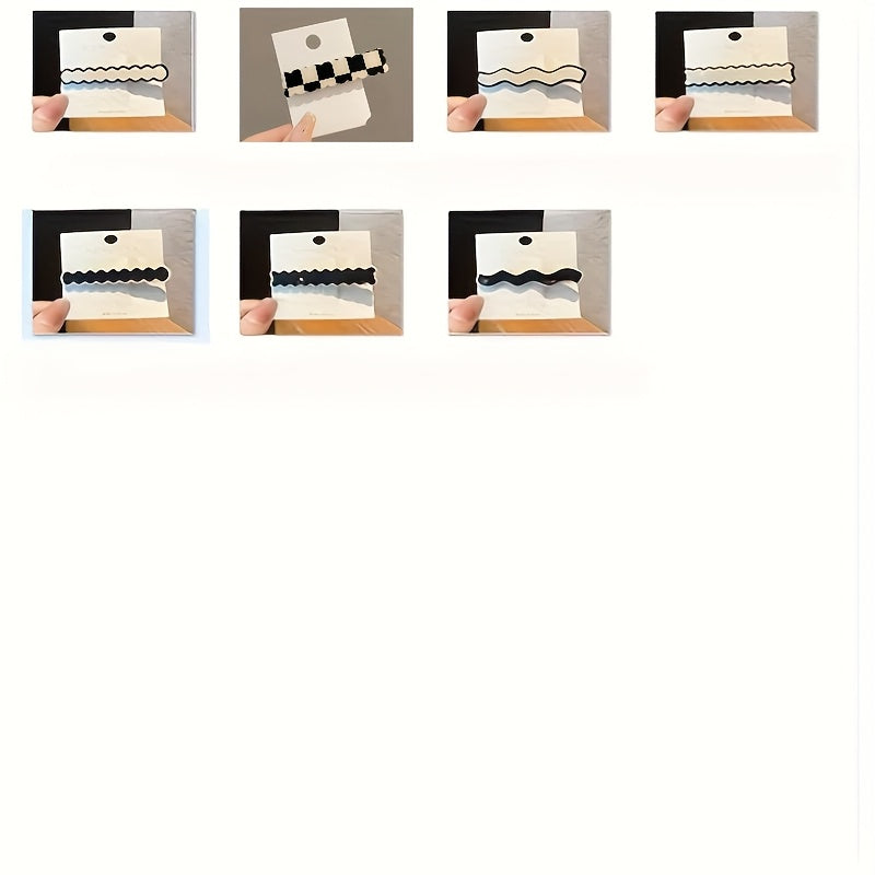 Chic Black & White Plaid Hair Clip - Seamless Acrylic Duckbill Barrette for Bangs Styling, Bangs Styling