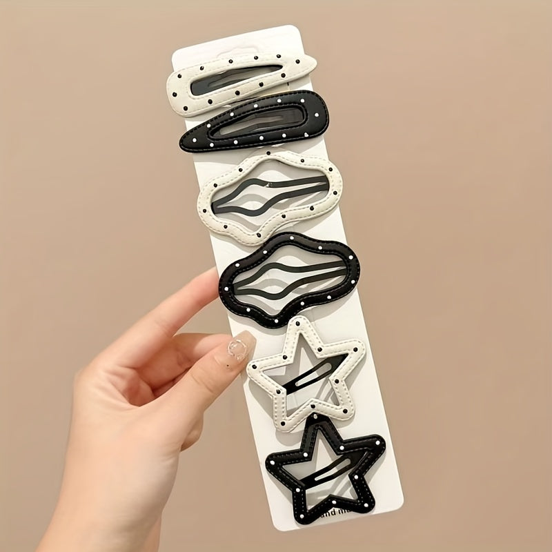 A Set of 8 Adorable Star And Cloud Faux Leather Hair Clips