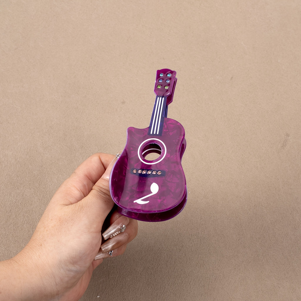 1pc AYLHFO Large Guitar-Shaped Hair Clip - Non-Slip Grip, Purple\u002FBlue\u002F