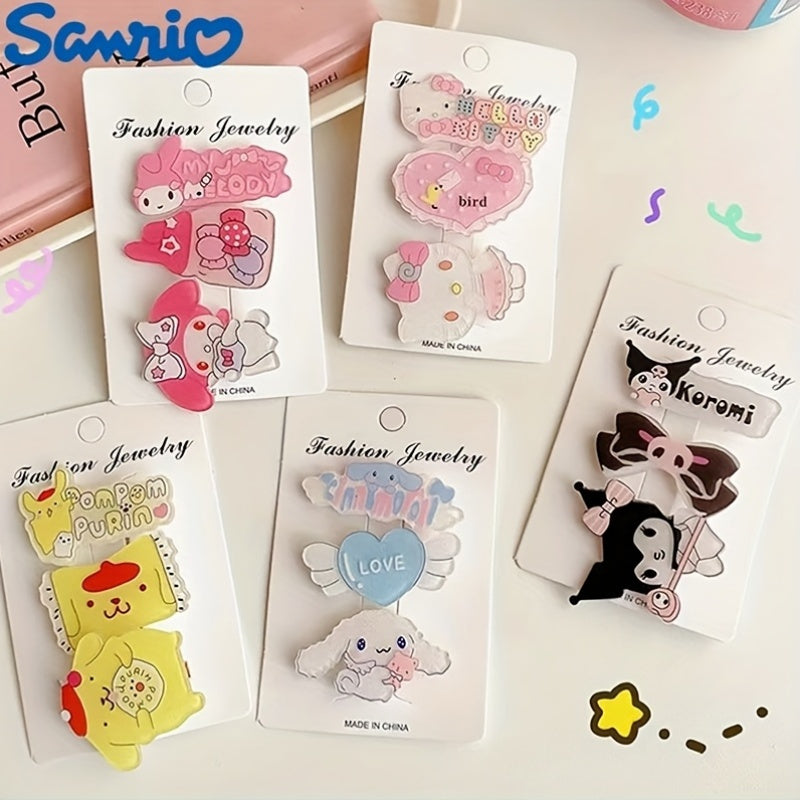 Adorable Set of 3 Sanrio Hair Clips Featuring Cartoon Characters Kuromi, for Hello Kitty