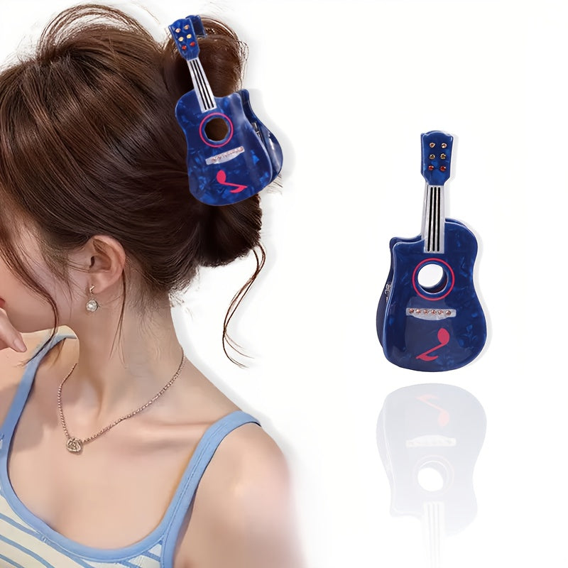 1pc AYLHFO Large Guitar-Shaped Hair Clip - Non-Slip Grip, Purple\u002FBlue\u002F