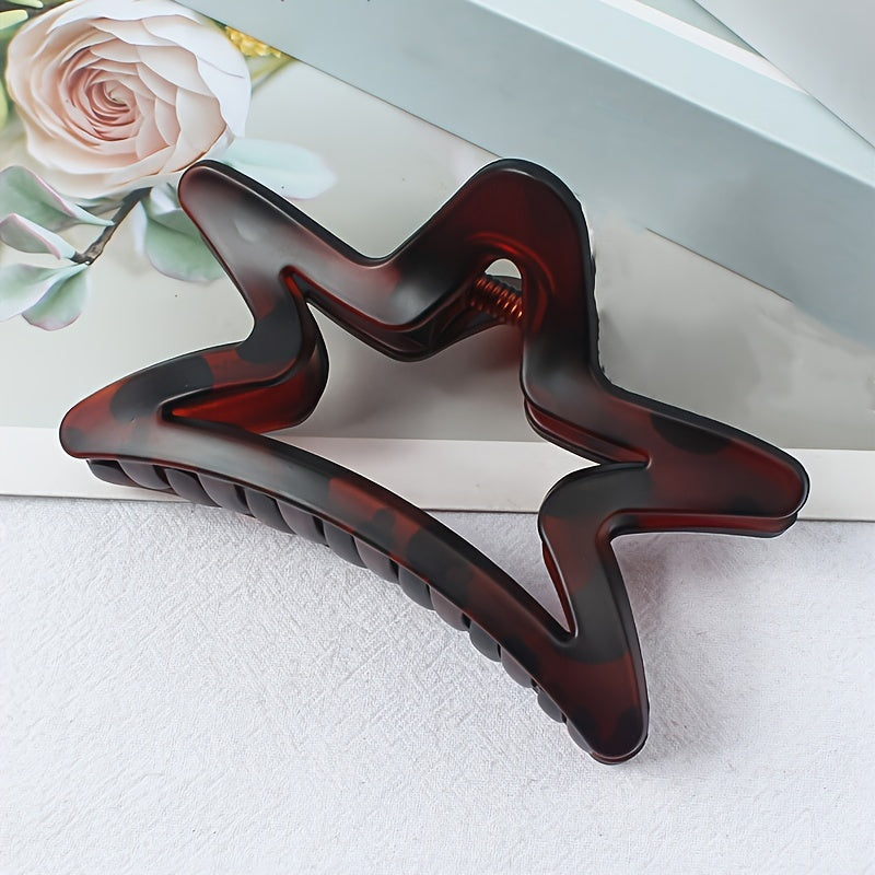 Elegant Hair Claw Clip 3pcs-1pc Elegant Matte Five-Star Hair Claw Clip