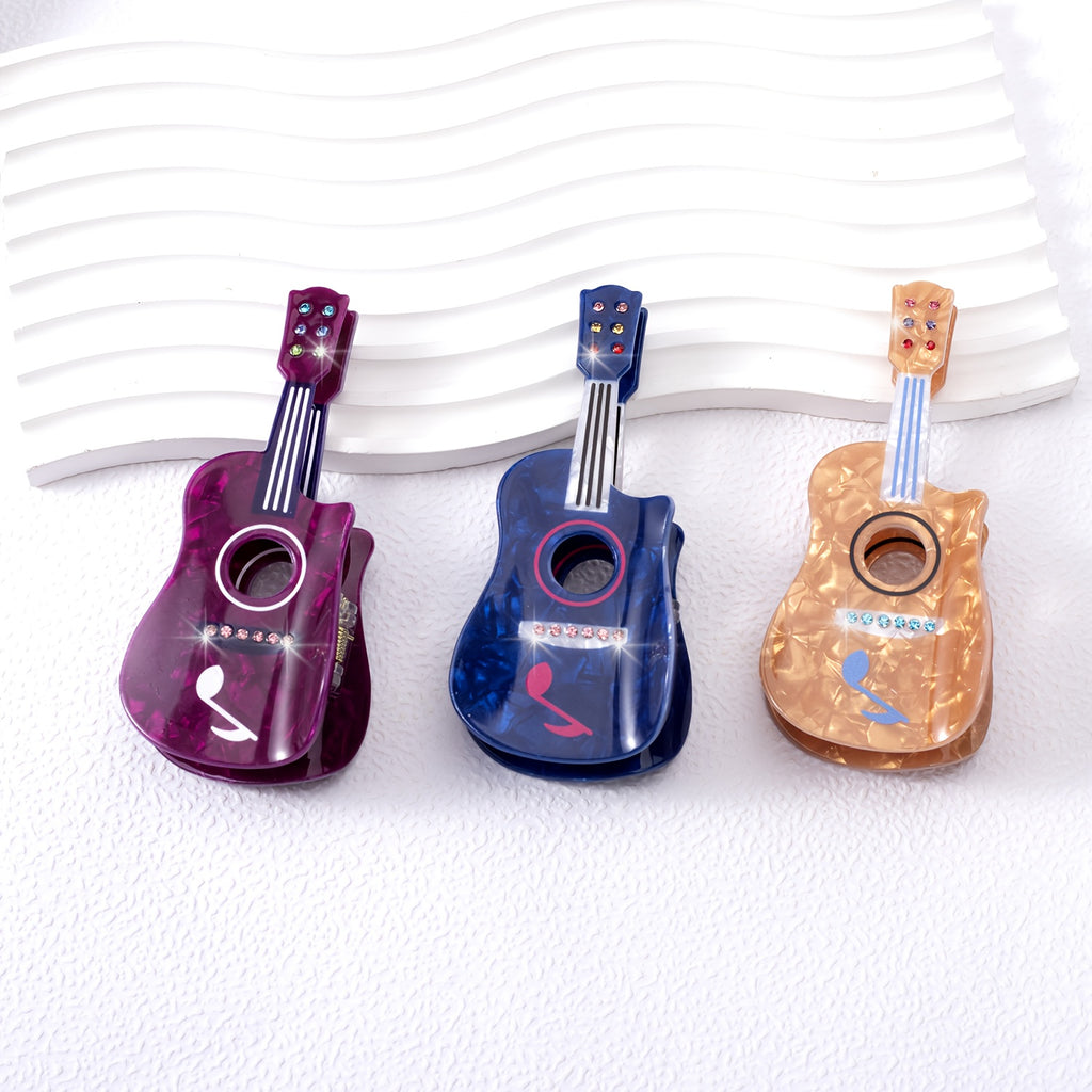1pc AYLHFO Large Guitar-Shaped Hair Clip - Non-Slip Grip, Purple\u002FBlue\u002F