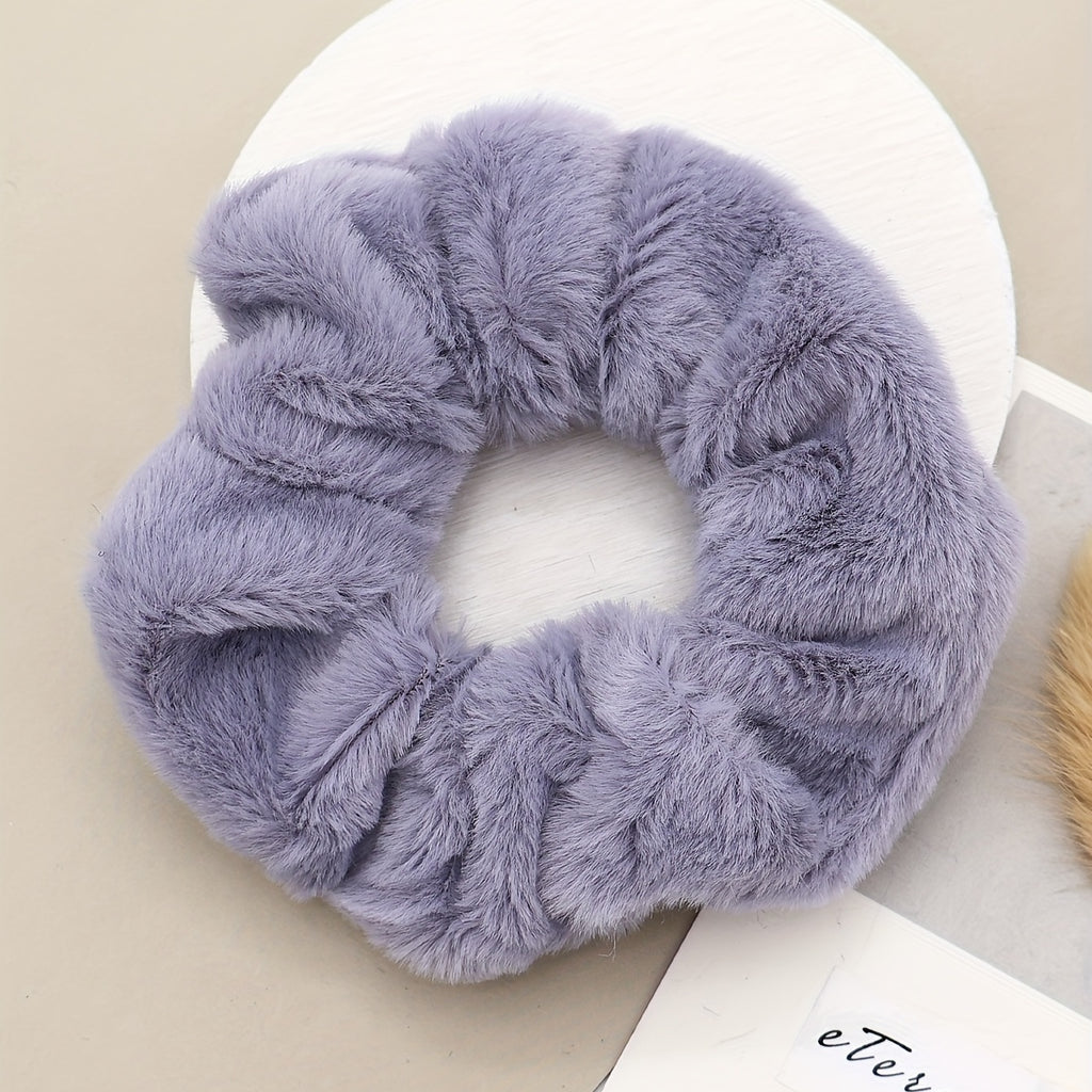 13pcs Solid Color Plush Hair Tie Fuzzy Hair Rope Soft Fall And Winter Hair Accessories For Women Girls