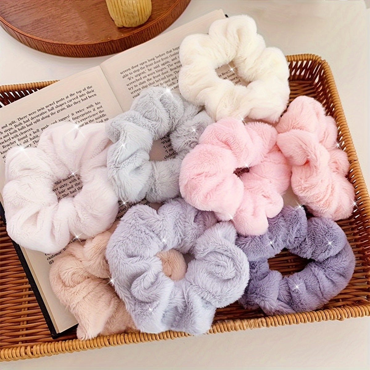 5\u002F8pcs Autumn and Winter Style Plush Large Intestine Hair Ring Simple and Versatile Hair Ring That Does Not Damage Hair