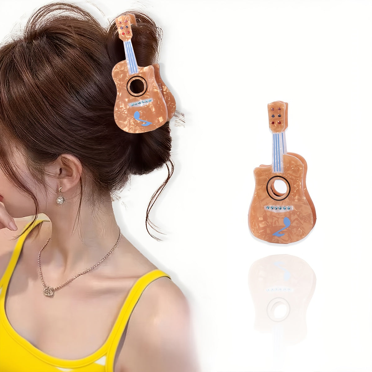 1pc AYLHFO Large Guitar-Shaped Hair Clip - Non-Slip Grip, Purple\u002FBlue\u002F