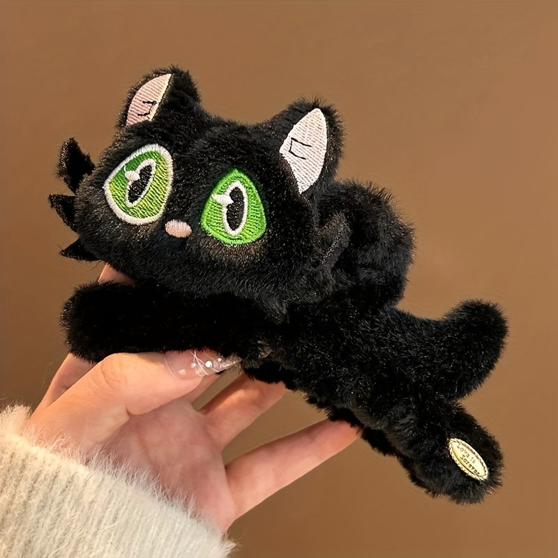 Cute 3D Cat Claw Hair Clip - Large Shark Clip with Expressive Eyes, Secure Hold for Women'S Updos