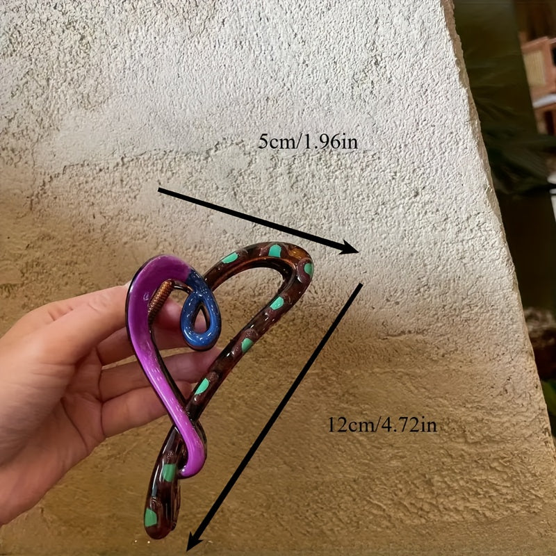 2pcs Hair Claw Clips 2pcs Elegant Heart-Shaped Hair Claw Clips