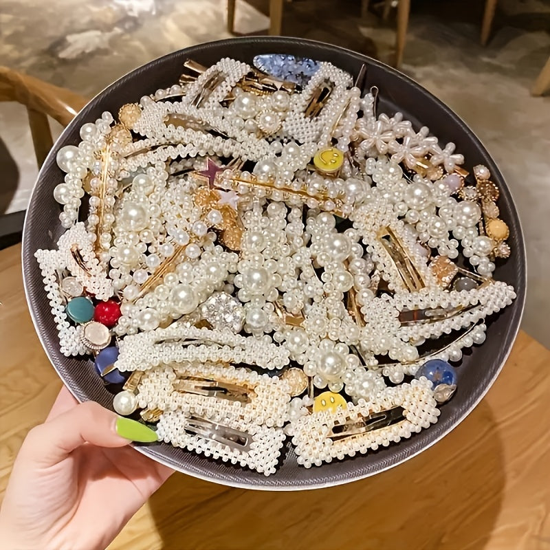 5pcs (48 random styles) side-parted Korean hairpins, hairpins, bangs clips, back of the head straight clips