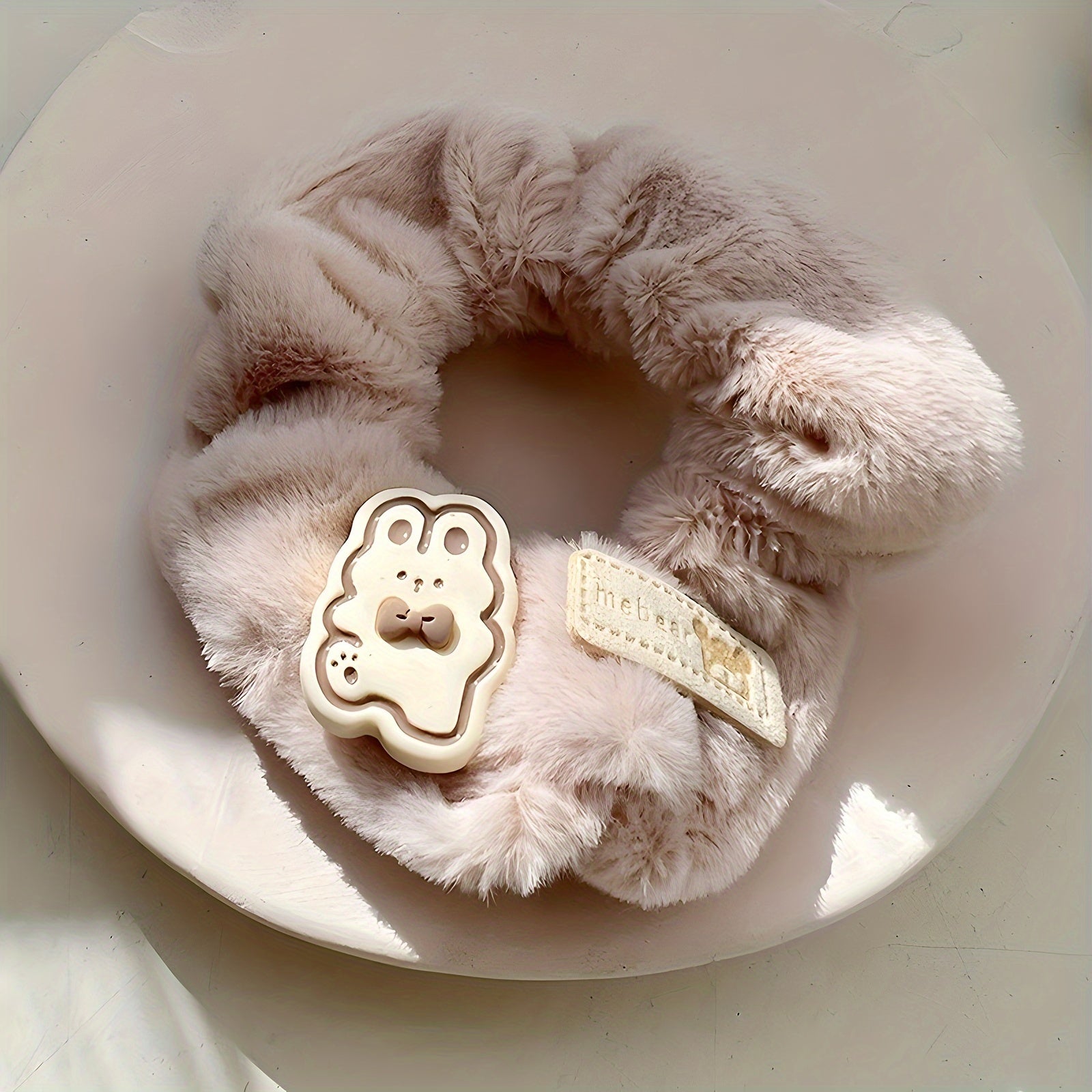 5pcs Cute Hair Ties 5pcs Soft Plush Cute Cartoon Bear & Rabbit Hair Ties
