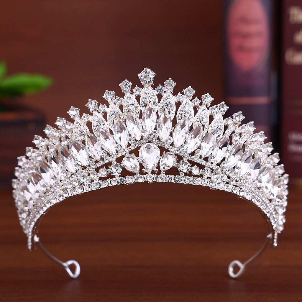 Bridal Tiara Crown Hair Accessory - Sparkling Red Gemstones & Intricate Detailing