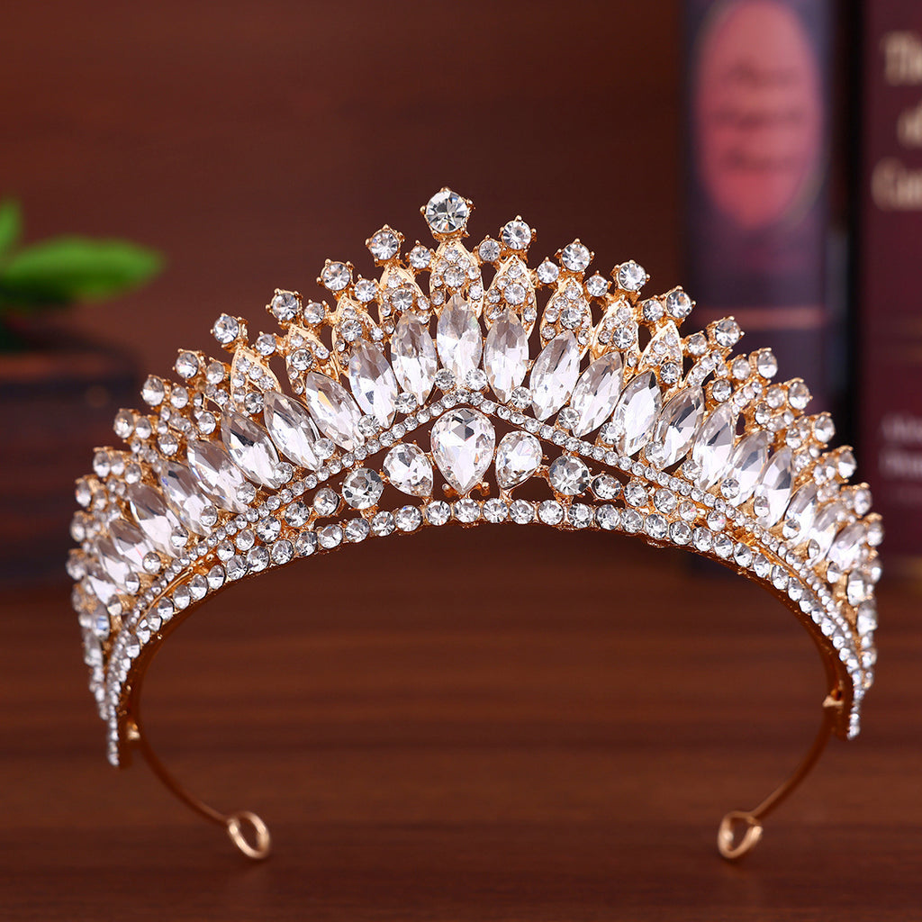 Bridal Tiara Crown Hair Accessory - Sparkling Red Gemstones & Intricate Detailing
