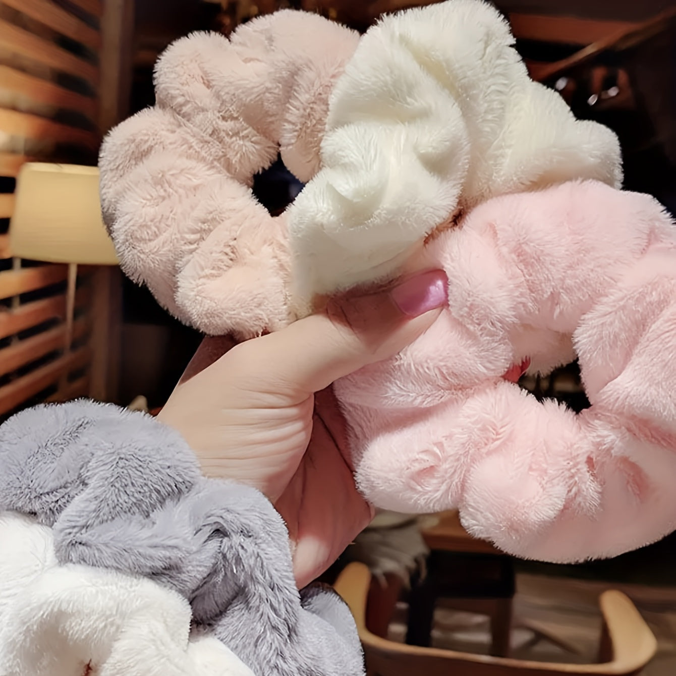 13pcs Solid Color Plush Hair Tie Fuzzy Hair Rope Soft Fall And Winter Hair Accessories For Women Girls