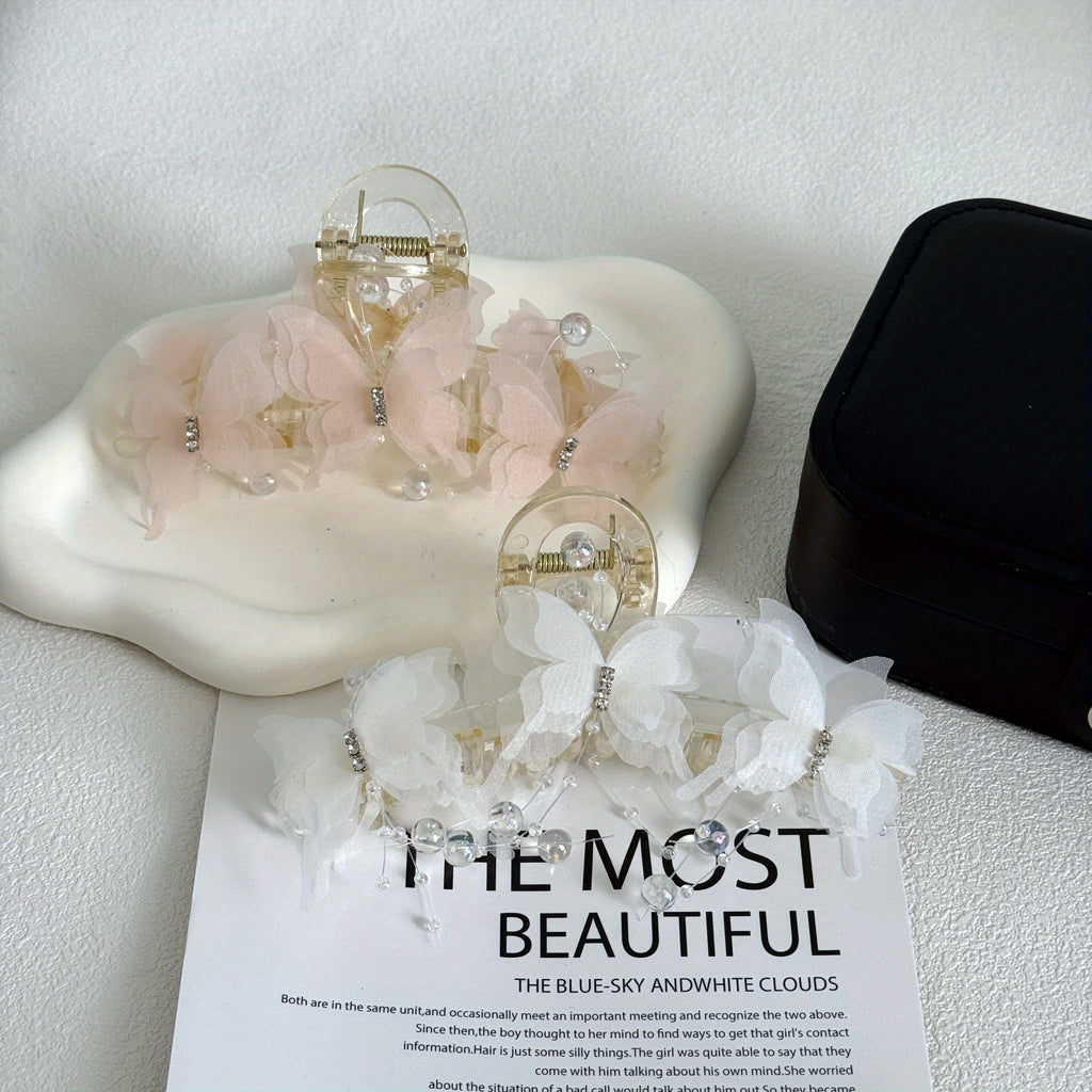 2pcs Chic Butterfly Hair Claw Clip - Elegant Resin Ponytail Holder for Women and, Cute Bow Design